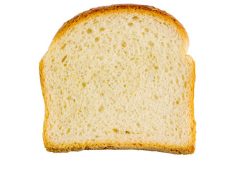 Slices of white toast bread isolated on white background.