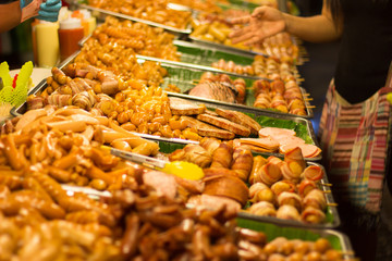 Street food sausage bar in thailand