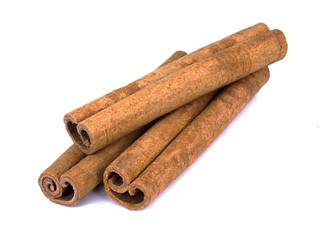 Cinnamon sticks isolated on white background