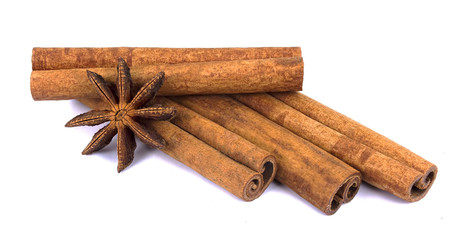 Cinnamon sticks isolated on white background