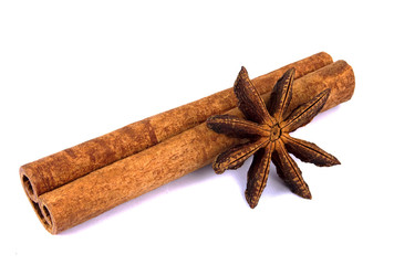 Cinnamon sticks isolated on white background