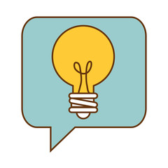 speech bubble with bulb light vector illustration design