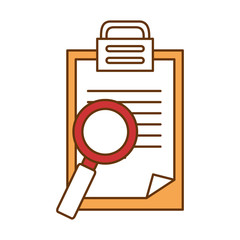 checklist document with magnifying glass vector illustration design