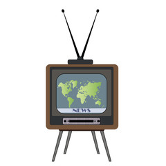 TV with a world map and news
