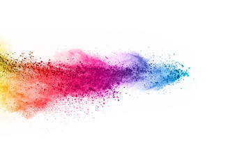 abstract powder splatted background. Colorful powder explosion on white background. Colored cloud....