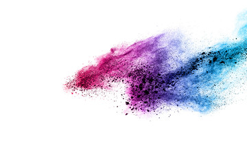 Fototapeta premium abstract powder splatted background. Colorful powder explosion on white background. Colored cloud. Colorful dust explode. Paint Holi.