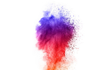 abstract powder splatted background. Colorful powder explosion on white background. Colored cloud. Colorful dust explode. Paint Holi.