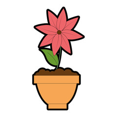 beautiful flower garden in pot vector illustration design