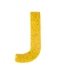 Letter J alphabet symbol, English Letter, English alphabet from yellow (Golden)  on a white background with clipping path.
