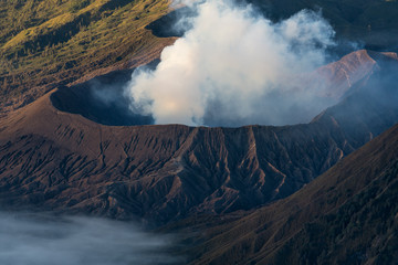 Bromo active volcano crater in East Java island, Indonesia