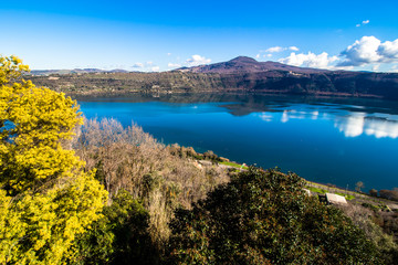 Fototapeta na wymiar Lake Albano, a volcanic crater lake near Rome, Italy