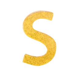 Fototapeta premium Letter S alphabet symbol, English Letter, English alphabet from yellow (Golden) on a white background with clipping path.
