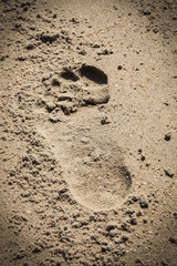 Fototapeta na wymiar footstep on the beach sand