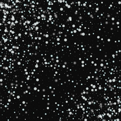 Beautiful falling snow. Scatter pattern with beautiful falling snow on black background. Captivating Vector illustration.