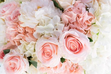 close-up of Seamless pattern with elegance color pink roses background.
