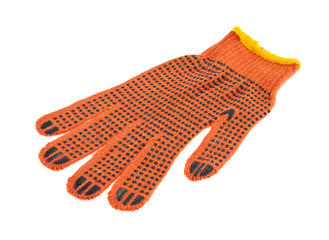 fabric orange gloves isolated on white background