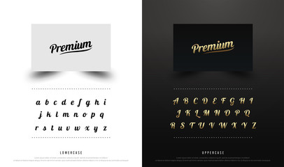 Calligraphic alphabet uppercase and lowercase font. Typography classic style collection set for logo, Name card, Poster, Invitation. vector illustrator