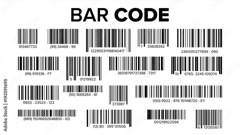 Poster bar code set vector. universal product scan code. isolated illustration