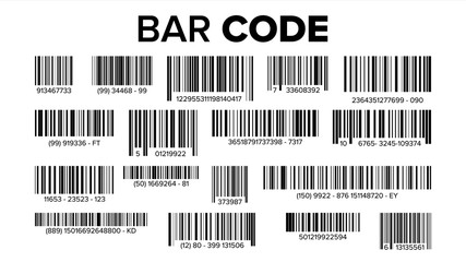 Bar Code Set Vector. Universal Product Scan Code. Isolated Illustration - obrazy, fototapety, plakaty