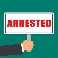 arrested word sign flat concept