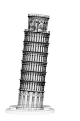 torre di pisa, arte italiana, illustrazione 3d