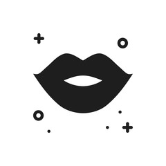 Lips kiss line icon. Woman lips contour sign and symbol. Love relationship romantic tattoo theme. Female lips print. Lipstick kiss.