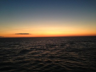 Beautiful sunset. View from the cruise ship