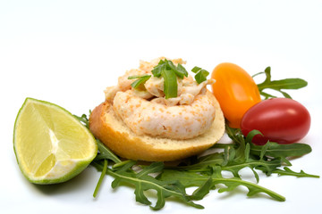 Fototapeta na wymiar Sandwich with Fish Roe Salad