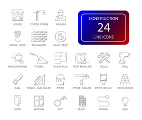 Line icons set. Construction pack. Vector illustration	