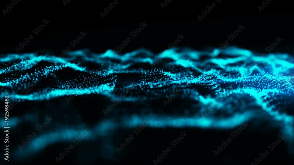 Poster digital loop wave particles flow, abstract background