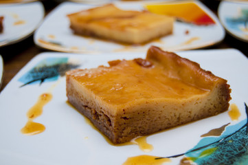 Caramel Cakes on plates