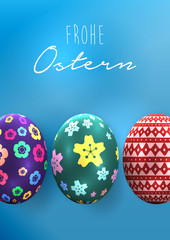 Bunte Ostereier. Frohe Ostern. Happy easter image vector.  Vector modern easter eggs background. Template Easter greeting card, vector.