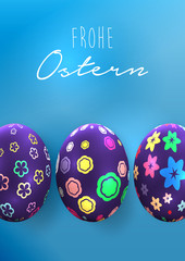 Bunte Ostereier. Frohe Ostern. Happy easter image vector.  Vector modern easter eggs background. Template Easter greeting card, vector.