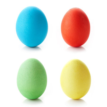Colored easter eggs isolated on white