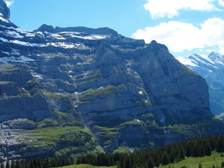 Alpine mountains range landscape near GRINDELWALD village in beauty Swiss ALPS in SWITZERLAND