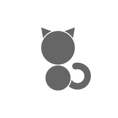 Silhouette of sitting black cat on white background. Veterinary clinic logo. Vector icon.