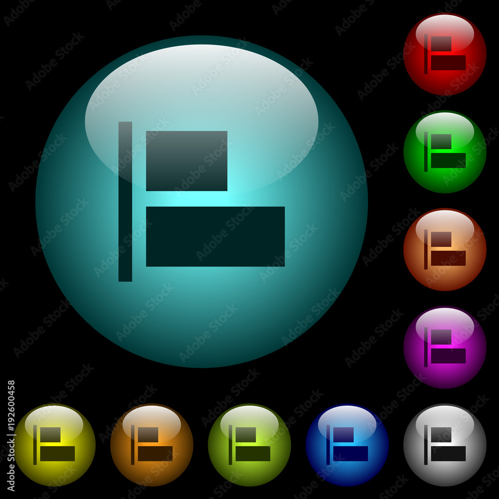 Poster align to left icons in color illuminated glass buttons