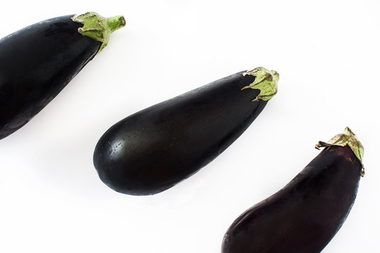 Raw eggplant isolated on white background