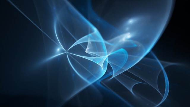 Blue glowing quantum wave abstract background