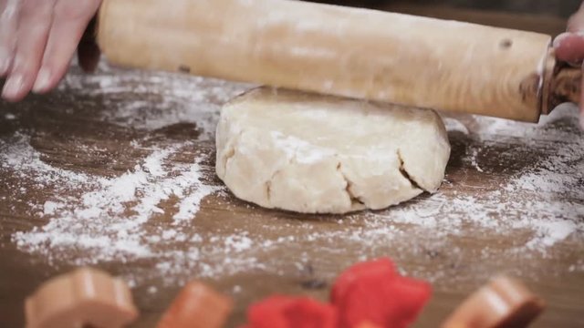Step by step. Rolling out dough for pie crust