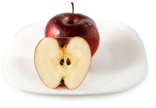 image of apple on a plate