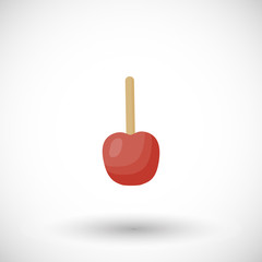 Toffee apple or red candy apple vector flat icon
