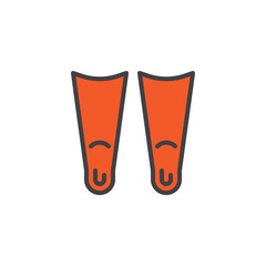 Swimming flippers filled outline icon, line vector sign, linear colorful pictogram isolated on white. Swimming fins symbol, logo illustration. Pixel perfect vector graphics