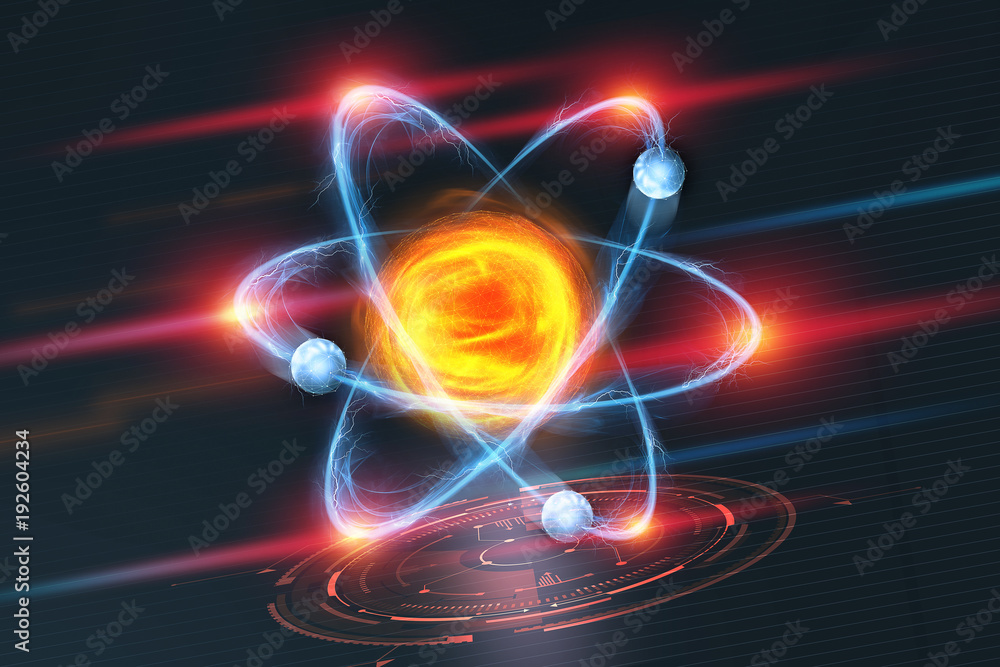 Leinwandbilder atomic structure. futuristic concept on the topic of nanotechnology in science. the nucleus of an at