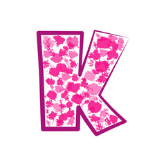 English pink letter K on a white background. Vector illustration.