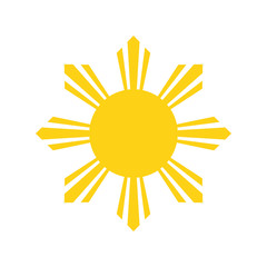 Philippine Yellow Sun. National symbol of Philippines. Abstract concept. Vector illustration on white background.