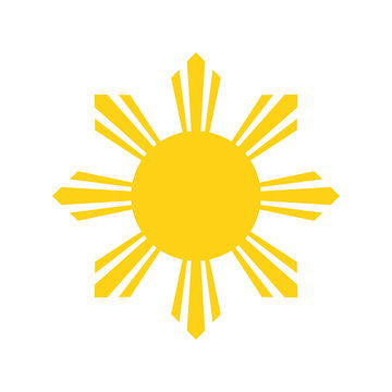 Philippine Yellow Sun. National symbol of Philippines. Abstract concept. Vector illustration on white background.