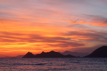 Fototapeta na wymiar Seaside town of Turgutreis and spectacular sunsets