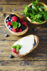 Italian traditional cottage cheese «ricotta»