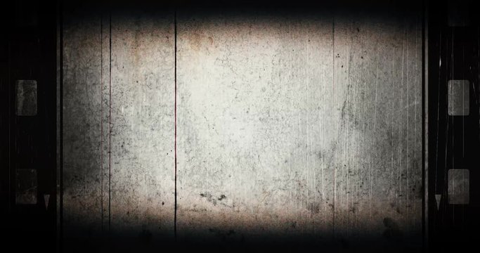4K Horizontal View Old Film Look - Old film look effect with a lot of dirt, light leaks, grainy texture, film flash, film burns, vintage white background realistic flickering